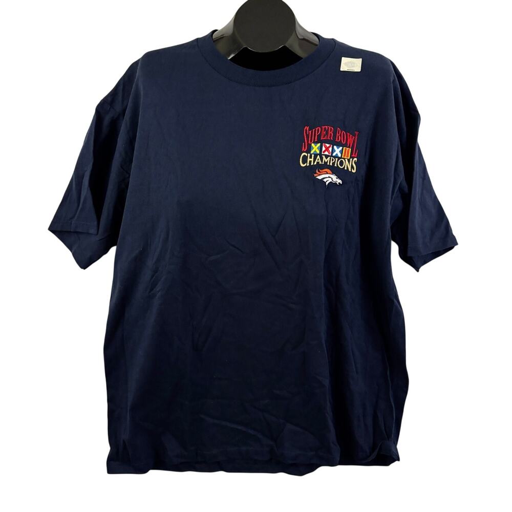 Vintage Denver Broncos Super Bowl XXXII Champions T-Shirt Navy Lee Sport XL 1998